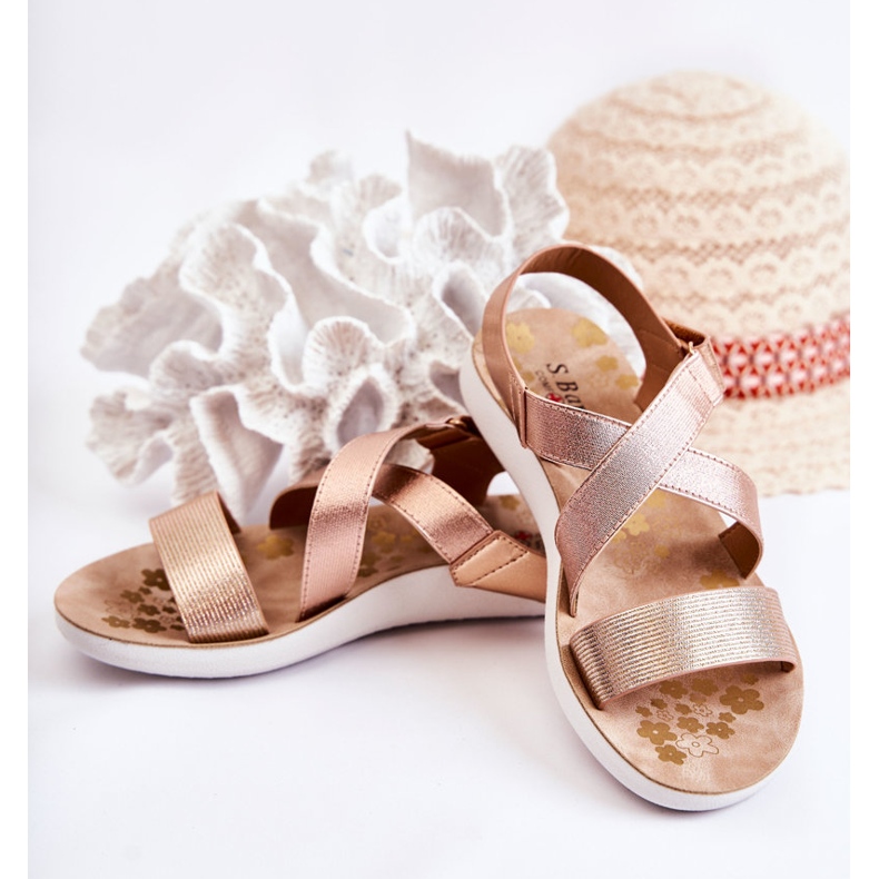 S.Barski Sandali Per Bambini Con Velcro Oro Rosa Alise d'oro d'oro 2