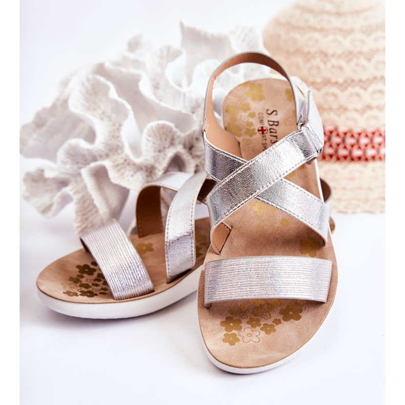 S.Barski Sandali Per Bambini Con Velcro Silver Alise d'argento d'argento 2