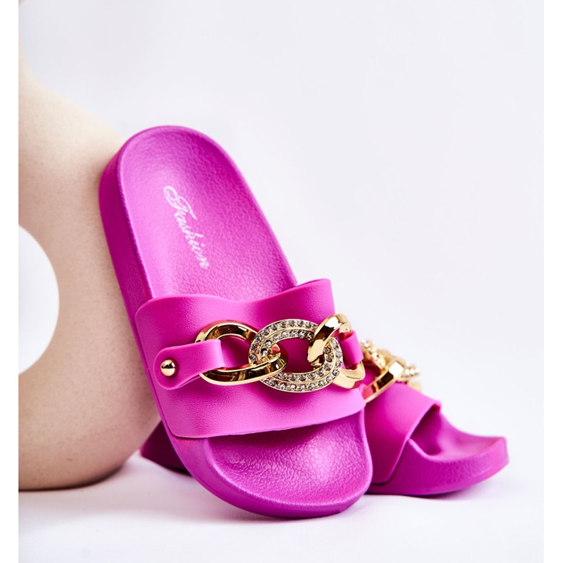 FK1 Ciabatte In Gomma Per Bambini Con Catena Decorativa Fucsia Suzie rosa 1