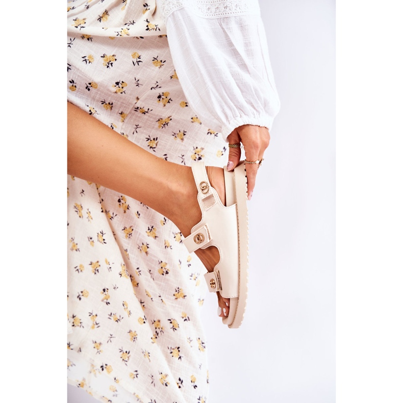 S.Barski Sandali In Pelle Da Donna Con Decorazione Halis Beige 1