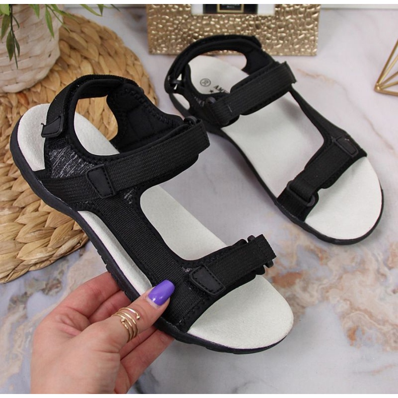 Sandali sportivi neri con velcro All'American Club nero 1