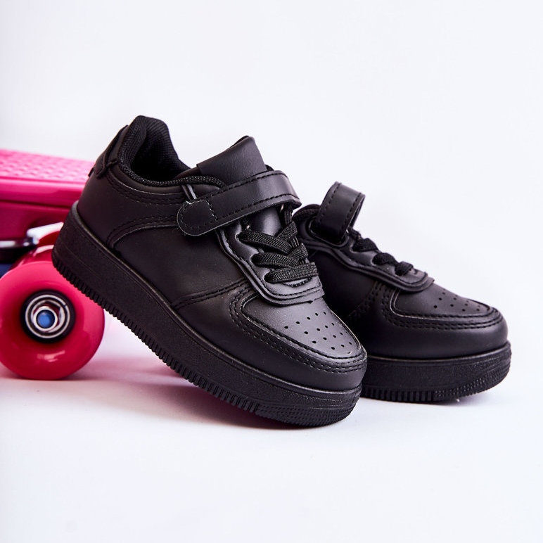 Scarpe sportive per bambini Elike nere con velcro nero 1