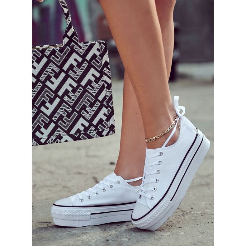 FS3 Sneakers da donna su piattaforma massiccia in Farona bianca bianco 1