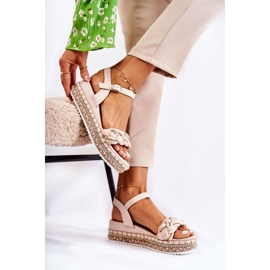 PS1 Sandali con zeppa da donna Beige Chaves d'oro 2