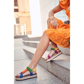 FB1 Sandali da donna per l'estate Multicolor Galia blu arancia verde giallo 1