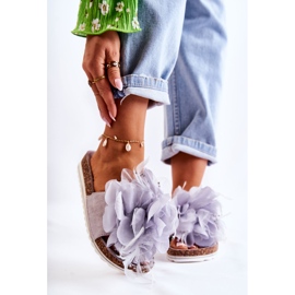 PS1 Ciabatte da donna in pelle scamosciata con fiore decorativo Alimos grigie grigio 1
