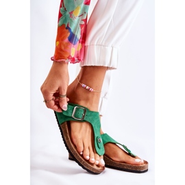 FB1 Ciabatte Da Donna Con Fibbia Elina Verde 2