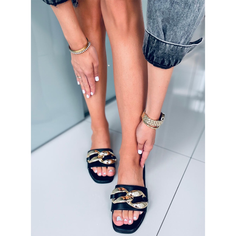 Ciabatte Dalia nere con catena nero 1