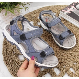 Sandali in pelle con velcro Rieker W RKR458 blu 1