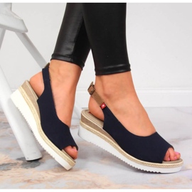 Sandali con zeppa Big Star Jr INT1727A blu navy 2