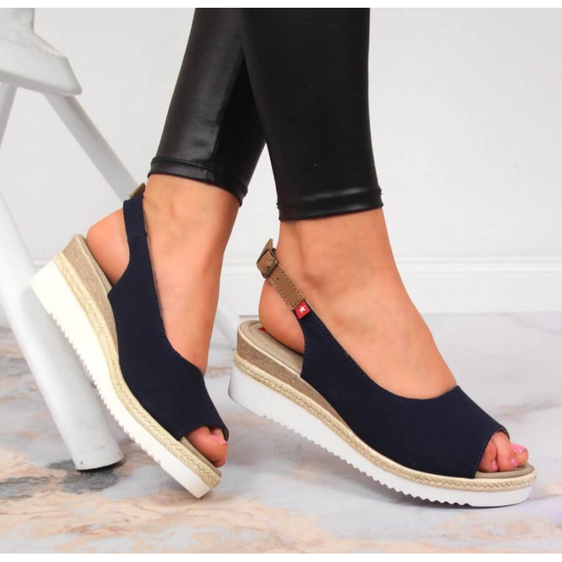 Sandali con zeppa Big Star Jr INT1727A blu navy 2
