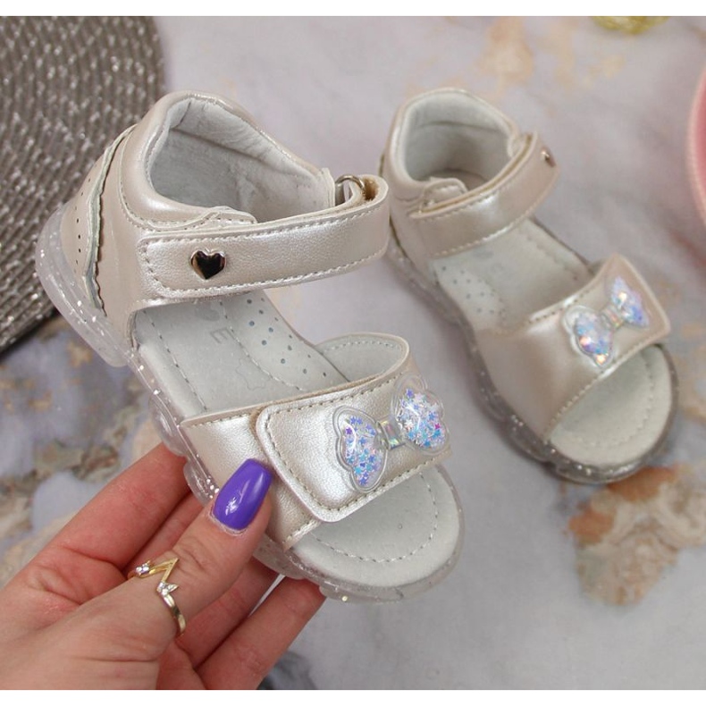 Miss❤E Sandali in velcro con fiocco Miss Jr EU650A argento ['argento'] d'argento 1