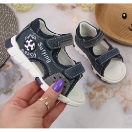 Sandali con velcro NEWS Jr EU651A blu navy-grigio 1