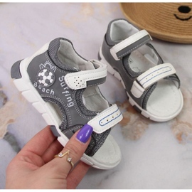 Sandali con velcro NEWS Jr EU651B grigio 1