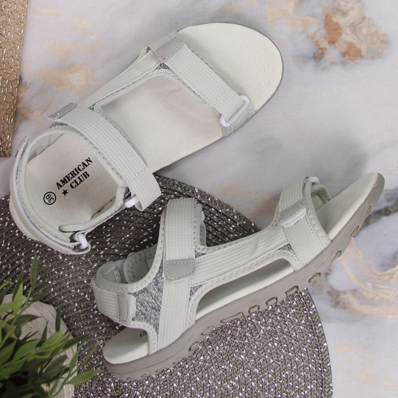 Sandali con velcro grigio American Club W AM896B 2