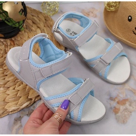 Sandali con velcro American Club Jr.AM898A grigi 1