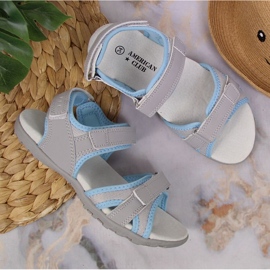 Sandali con velcro American Club Jr.AM898A grigi 2