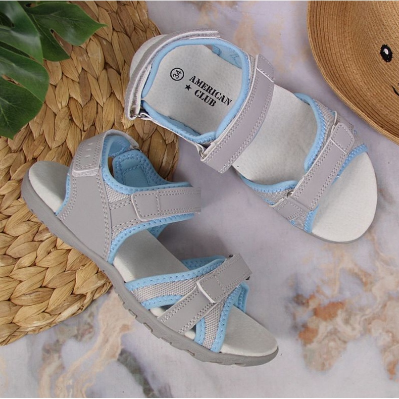 Sandali con velcro American Club Jr.AM898A grigi 2