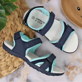 Sandali con velcro American Club Jr AM898B blu navy-menta 2
