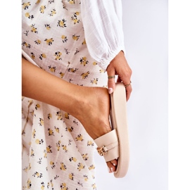 S.Barski Pantofole Megosa beige alla moda con catena 1