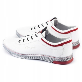 Polbut Scarpe casual da uomo in pelle K23 bianche con rosso bianca 1