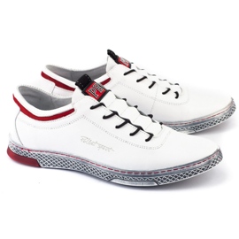 Polbut Scarpe casual da uomo in pelle K23 bianche con rosso bianca 3
