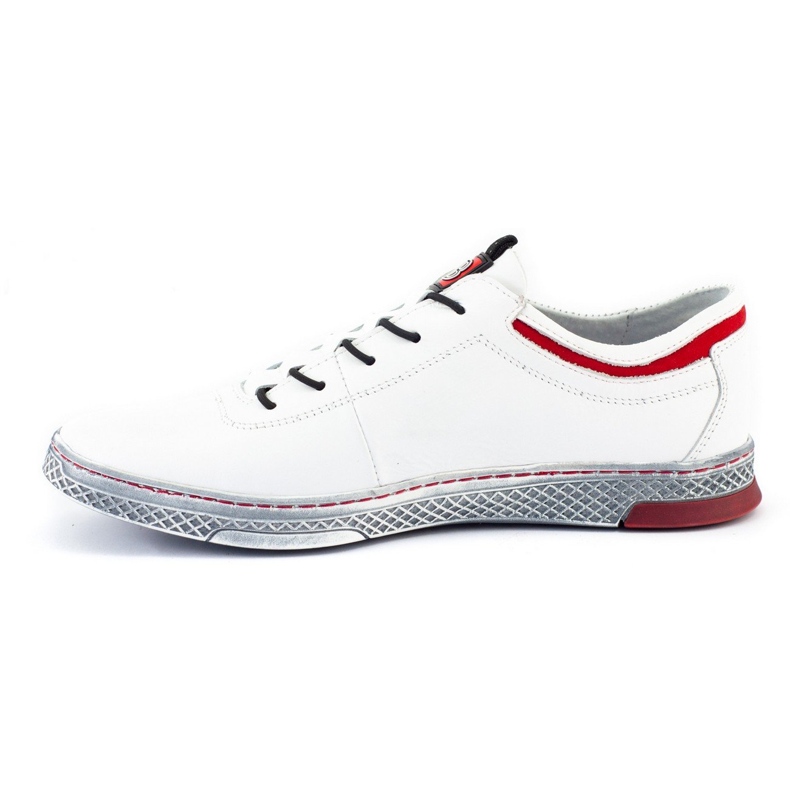 Polbut Scarpe casual da uomo in pelle K23 bianche con rosso bianco 4