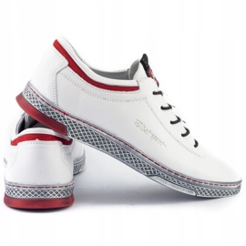 Polbut Scarpe casual da uomo in pelle K23 bianche con rosso bianca 7