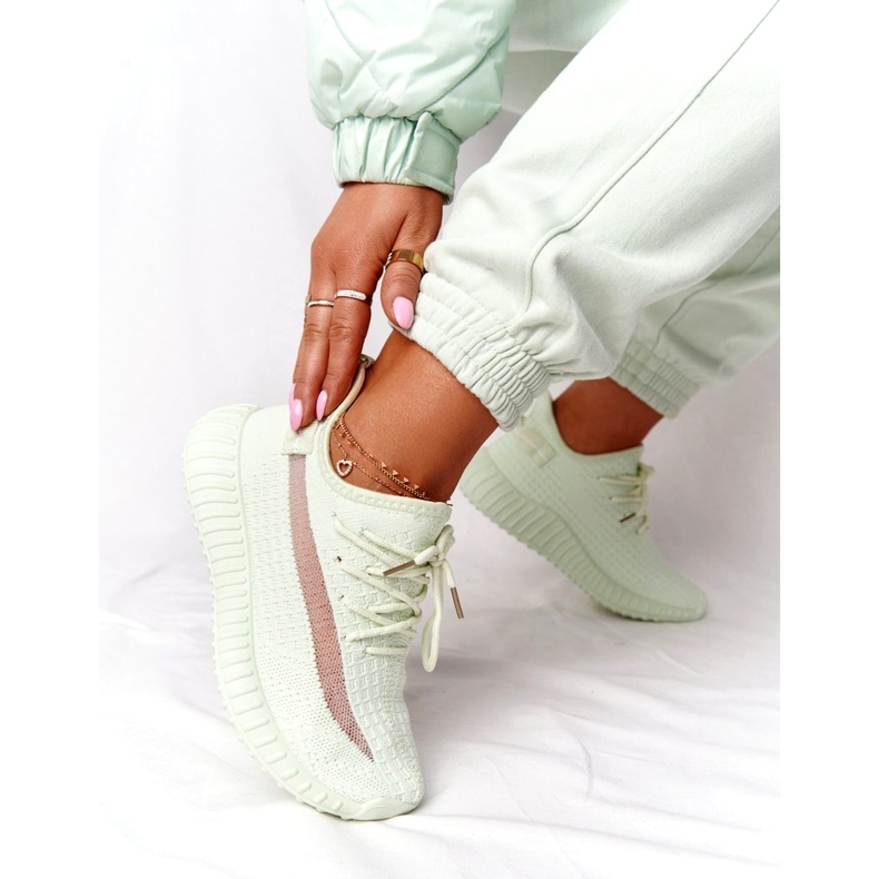 Scarpe sportive con sneaker verde chiaro femminile 2