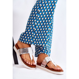 Ciabatte Da Donna Infradito Sulla Piattaforma Bianco e Argento Morissa 1