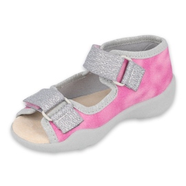 Scarpe per bambini Befado 342P033 rosa d'argento 1