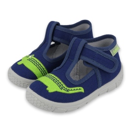 Slifori per bambini di Befado con un coccodrillo 531p083 blu navy verde 1