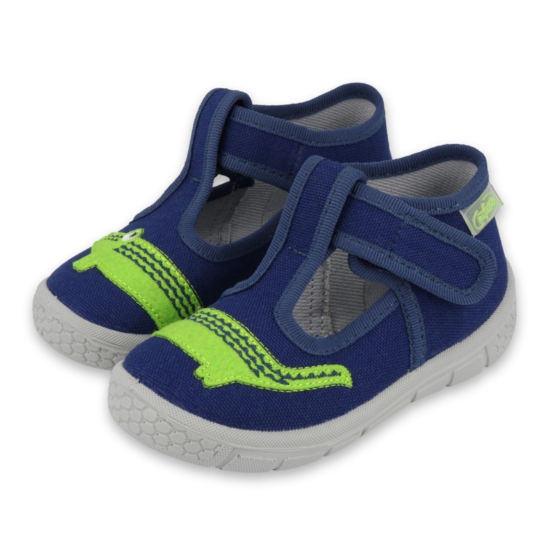 Slifori per bambini di Befado con un coccodrillo 531p083 blu navy verde 1
