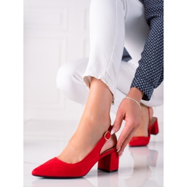 SHELOVET Décolleté rosse con tacco aperto rosso 1