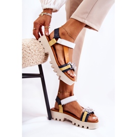 Sandali In Pelle Con Velcro Maciejka L5009-02 Blu Navy-Bianco 2