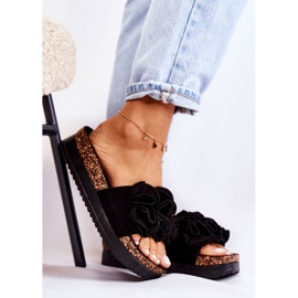 PS1 Pantofole in pelle scamosciata da donna con ornamento Nemis nero 1