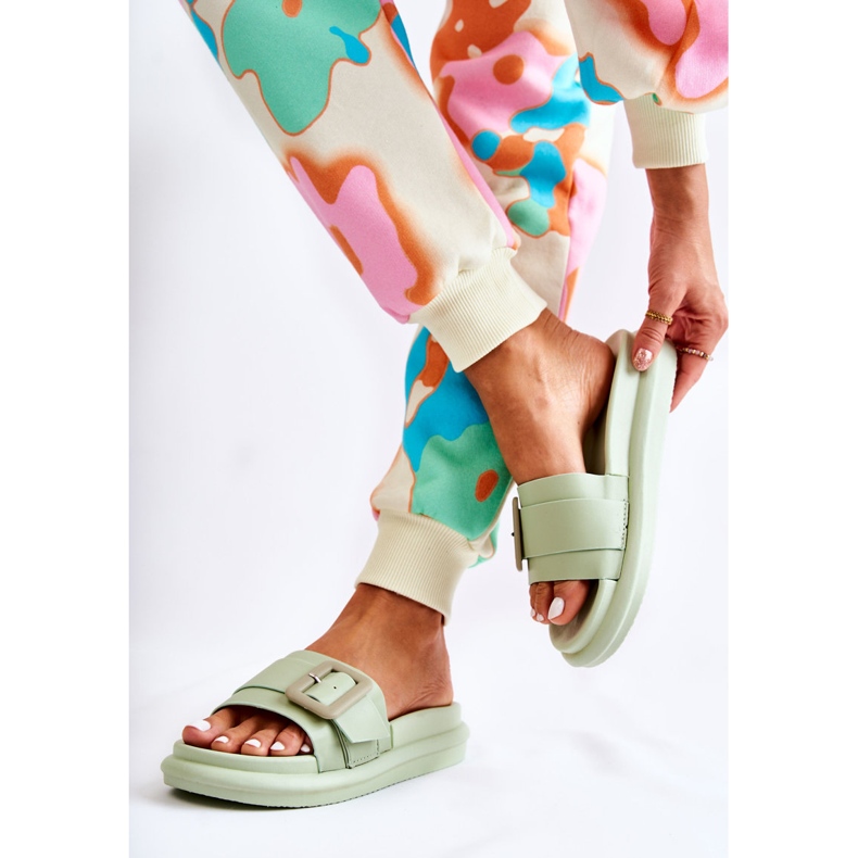 Pantofole Verdi Da Donna Con Fibbia Devia verde 1