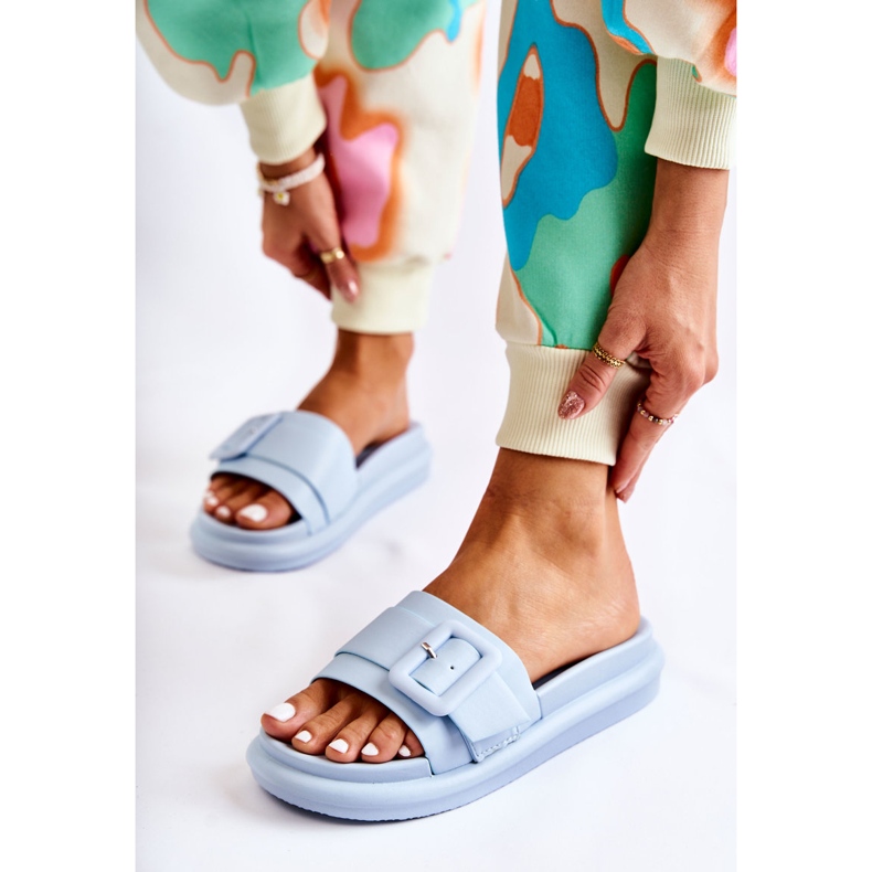 Ciabatte Da Donna Con Fibbia Blu Devia 1