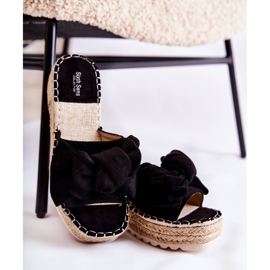 PG2 Pantofole Da Donna Sulla Zeppa Con Un Fiocco Nero Tayla 1