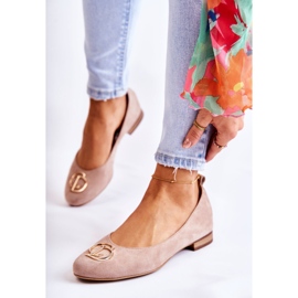 Ballerine Da Donna In Camoscio Con Decoro Nicole 2746 Beige 1