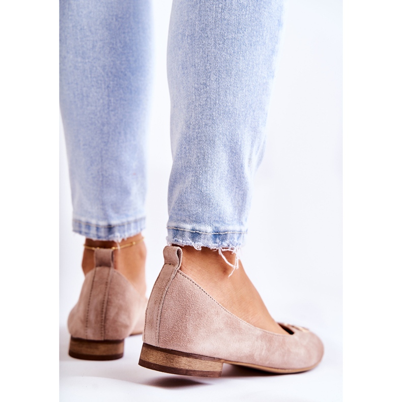 Ballerine Da Donna In Camoscio Con Decoro Nicole 2746 Beige 2