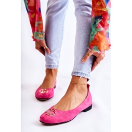 Ballerine da donna in camoscio con decoro Nicole 2746 fucsia rosa 1
