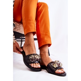Ciabatte Da Donna In Pelle Con Ornamento Nicole 2726 Nero 2