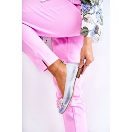Ballerine da Donna in Pelle Con Cristalli Nicole 2749 Bianco-Blu 1