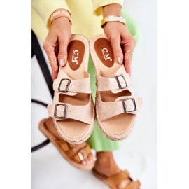 Ciabatte da donna classiche in camoscio Beige Casilda 2