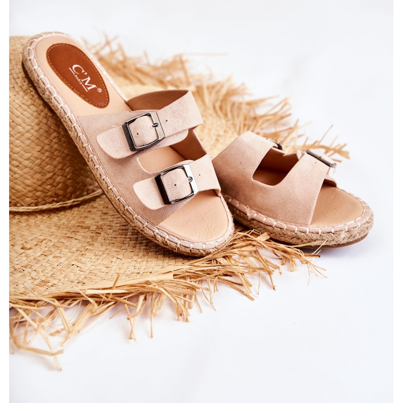 Ciabatte da donna classiche in camoscio Beige Casilda 1