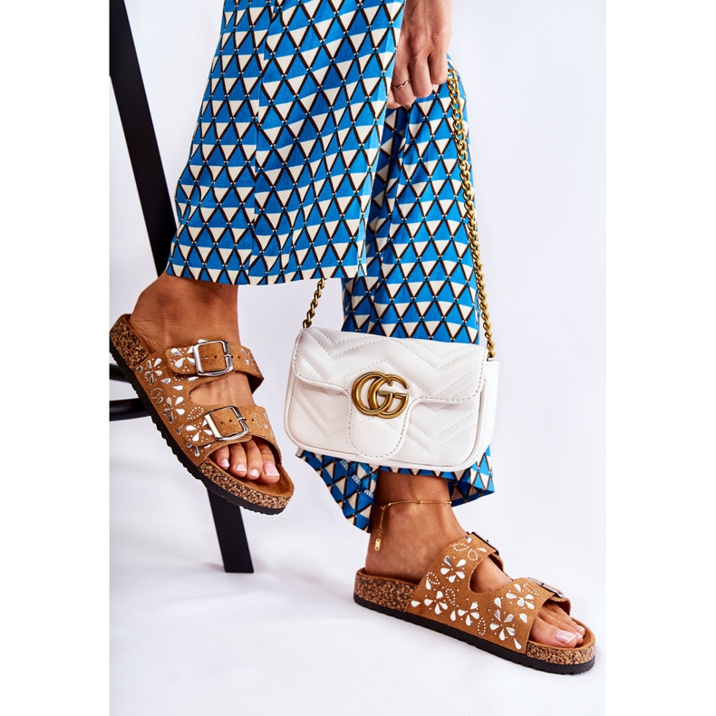 PG1 Ciabatte Dalvio In Pelle Scamosciata Marrone Con Strass 2