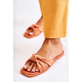 Pantofole da donna alla moda in pelle scamosciata arancioni arancia 1