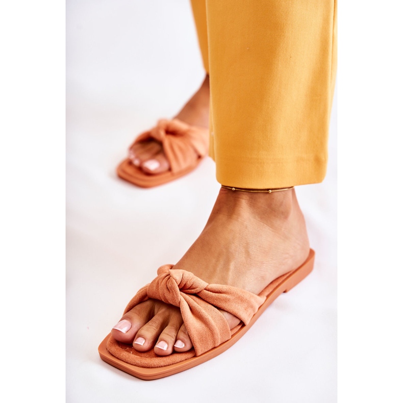 Pantofole da donna alla moda in pelle scamosciata arancioni arancia 1