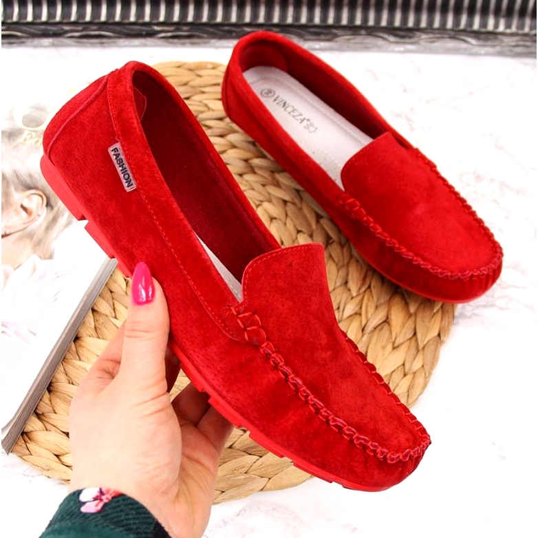Mocassini In Pelle Rossa In Vinceza rosso 1